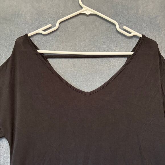 Grecerelle Black Short Sleeve V-Neck Maxi Dress with Pockets Casual Boho Chic - Picture 9 of 14